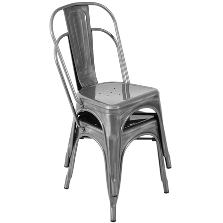 Lumisource Oregon Stackable Dining Chair in Brushed Silver, PK 2 DC-TW-OR SV2